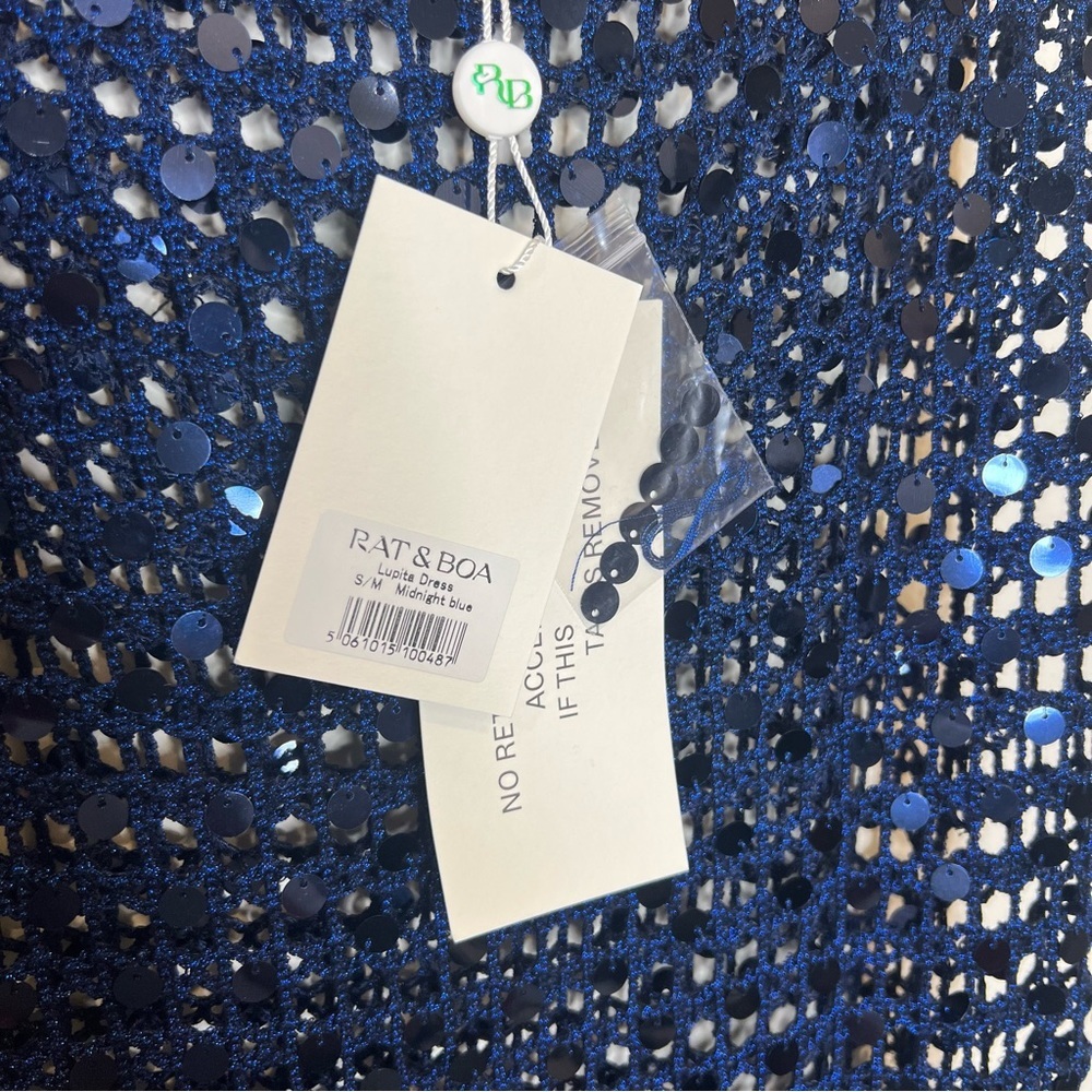 Rat and Boa Lupita glittering sequin crocheted blue maxi dress size S/M NEW! NWT - Picture 6 of 12